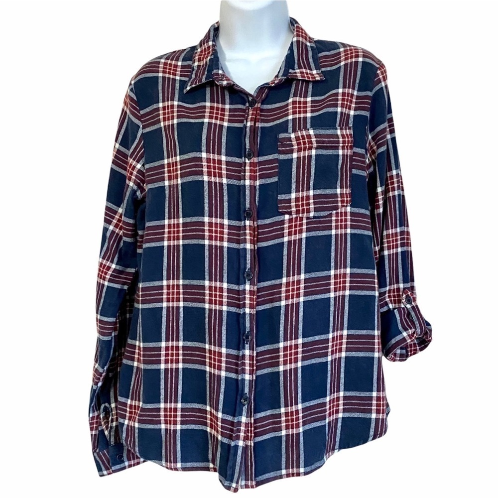 Daytrip Plaid Button Up Cotton Shirt Medium Western Country Farm Grunge Classic
